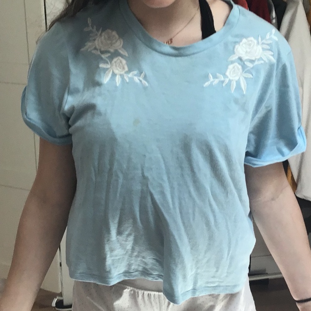 Blue T-shirt with white design
